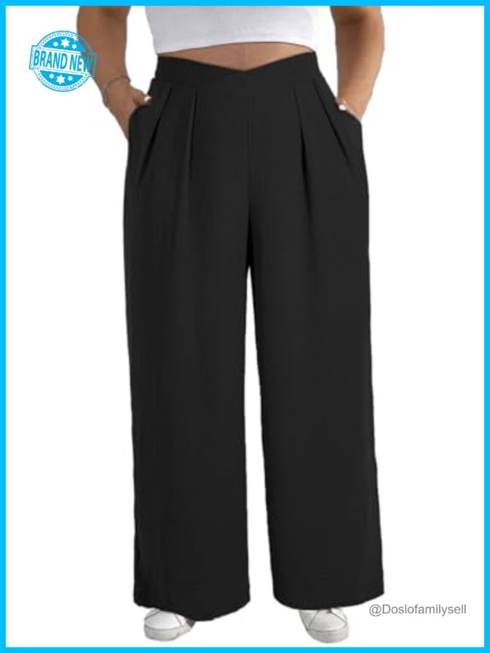 Plus Size Wide Leg Work Pants High Waist Pleated Palazzo